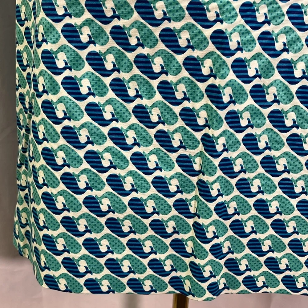 Talbots Blue Whale Print Twill Cotton High-Waist Mini Skirt